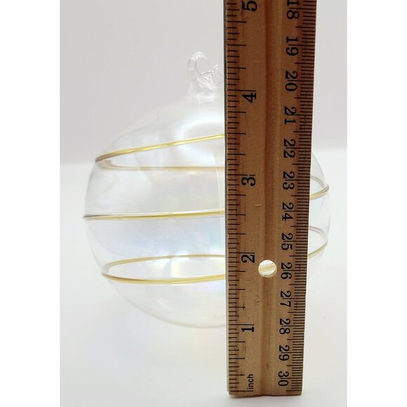 Silvestri Hand Blown Glass Ornament Iridescent Globe With Gold Swirl Christmas - Picture 12 of 12